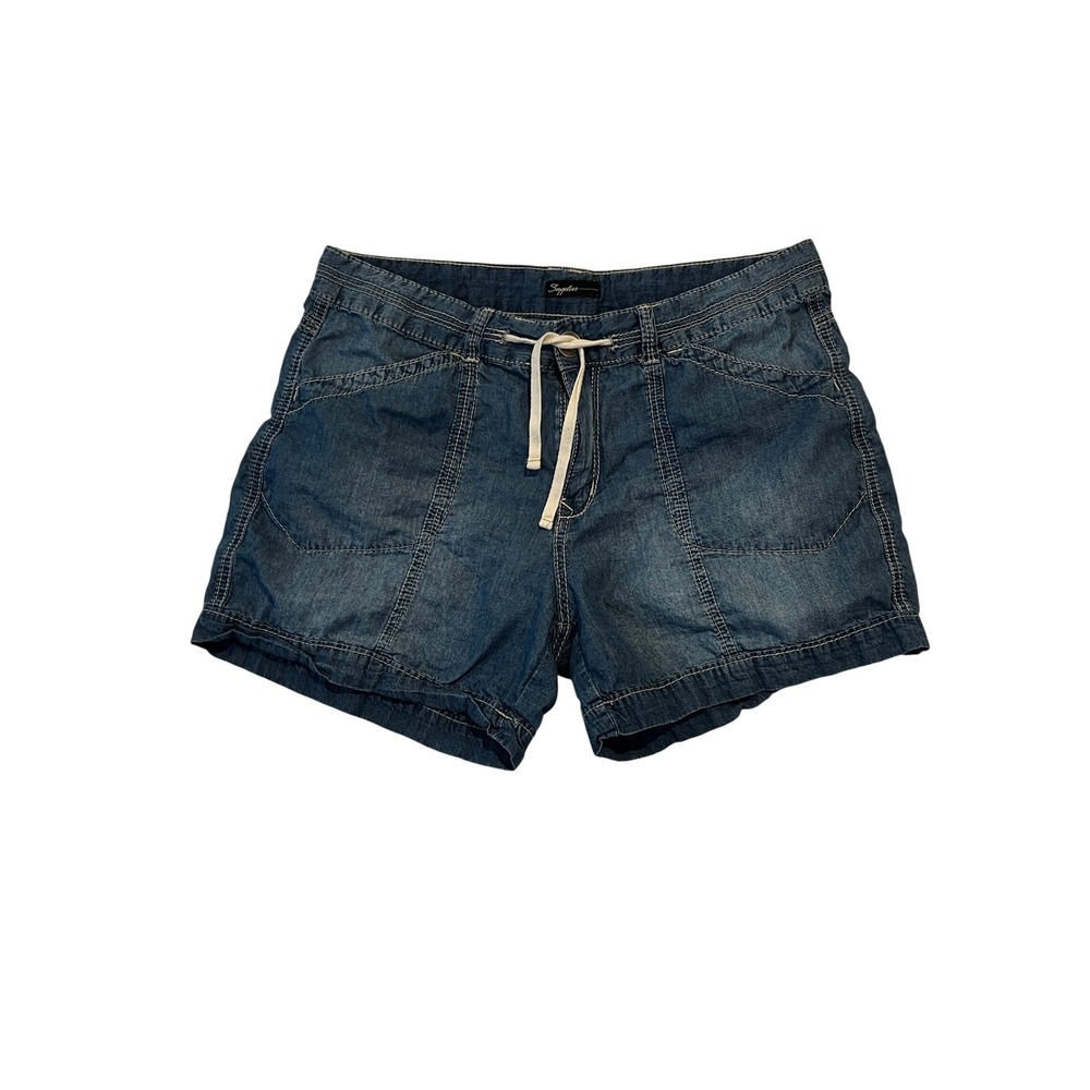 Supplies by Unionbay Women Blue Denim Drawstring Utility Shorts Size 10 2B51601
